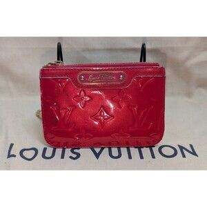 LOUIS VUITTON Pochette Cles Coin Wallet Monogram Vernis Red CA0089 Authentic